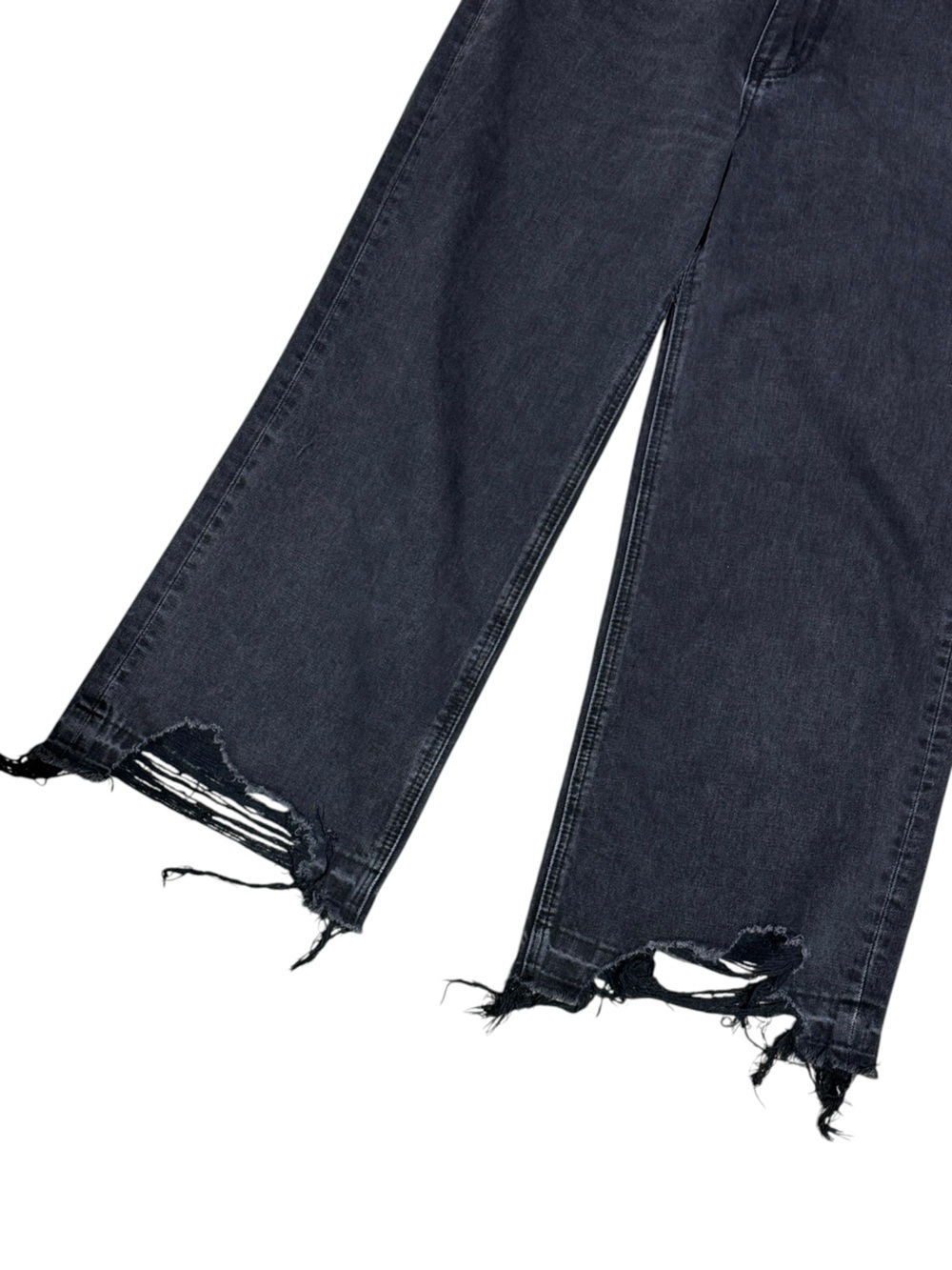 VERVET High-Rise Wide-Leg Distressed Ankle Jeans 28 Washed Black EUC - Picture 8 of 11